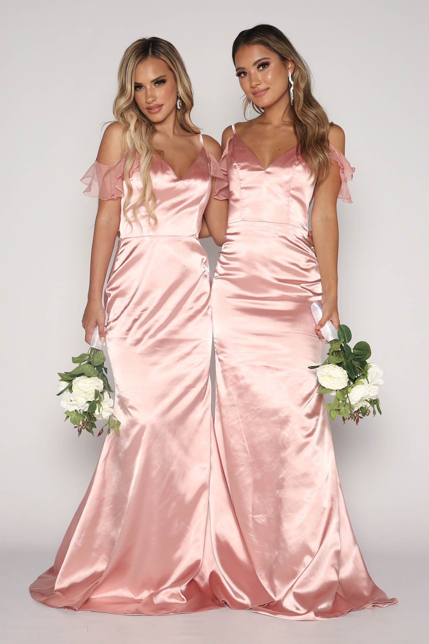 Malani Satin Maxi Dress - Blush Pink ...